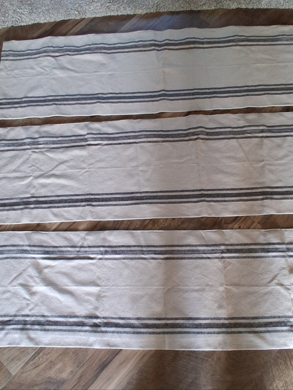 Set Of 3 farmhouse style grain sack look Valances 70" X 16" each.